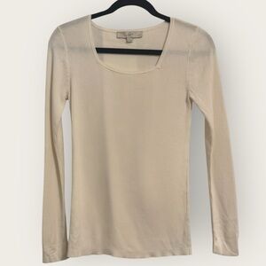 LOFT Square Neck Ivory Long‎ Sleeve Knit Blouse